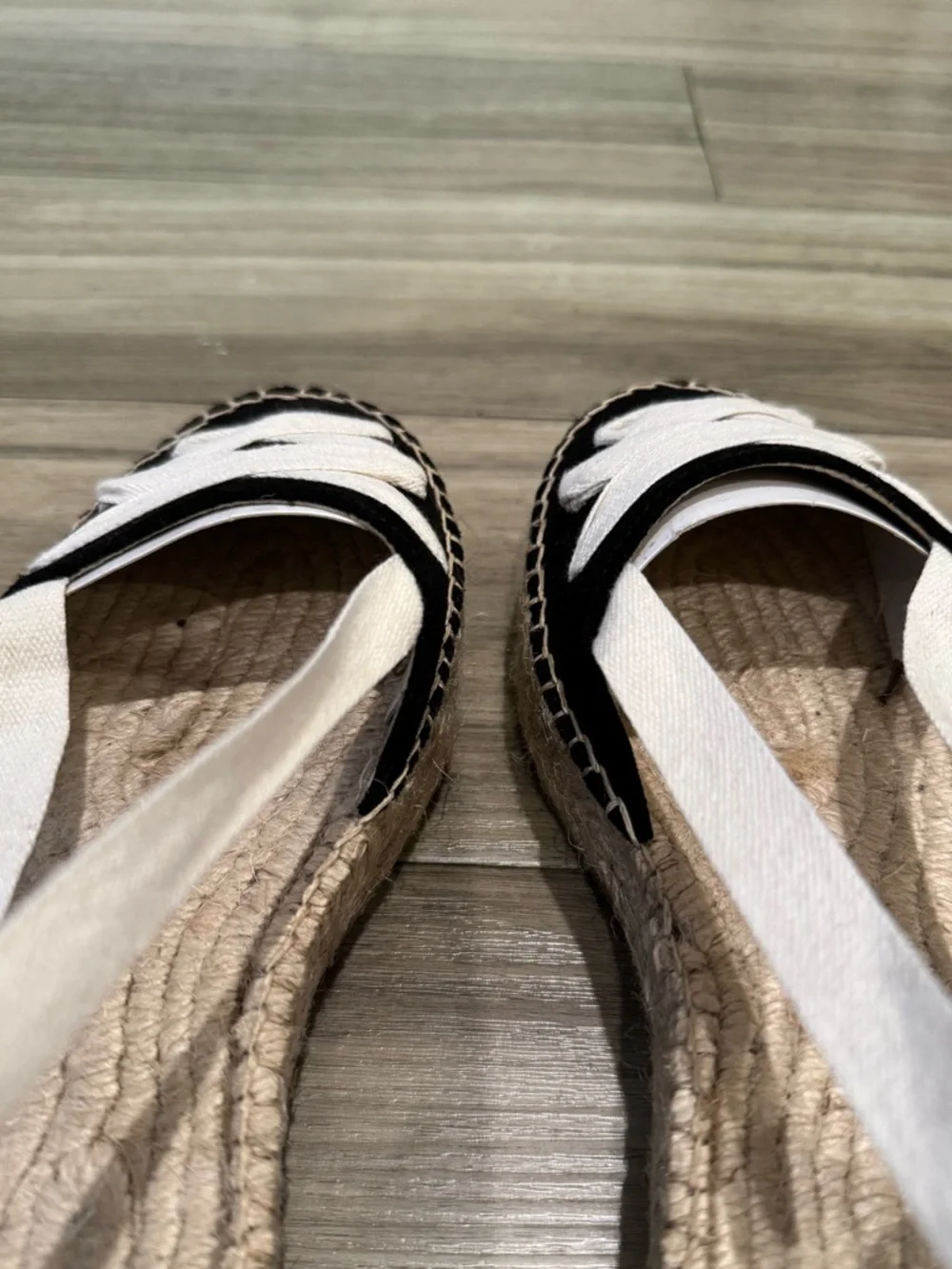 Brand New Spanish Platform Cream White Black Suede Espadrilles Size 38